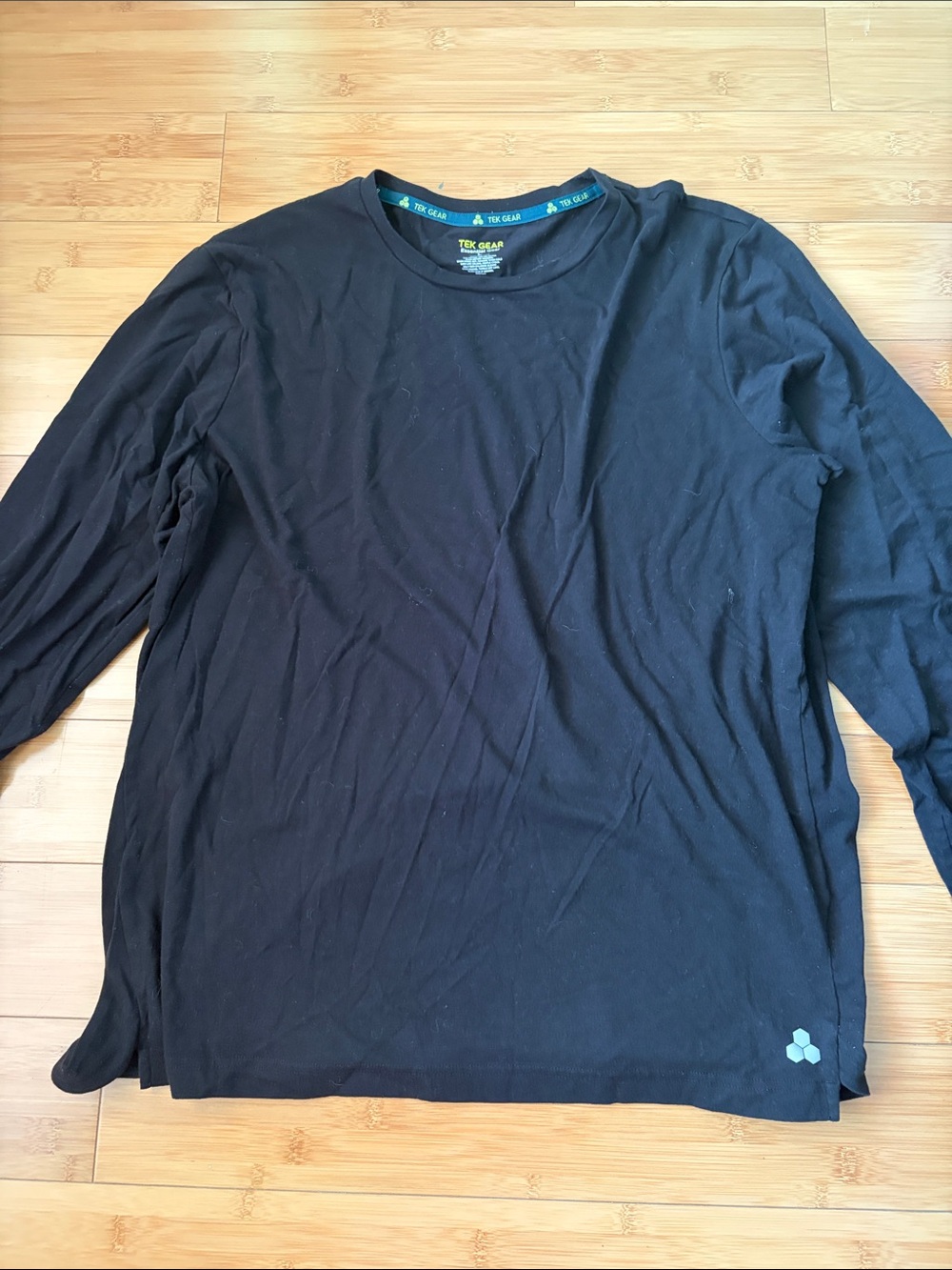Tek Gear Men's Long Sleeve Crew Tee in Black Size Large